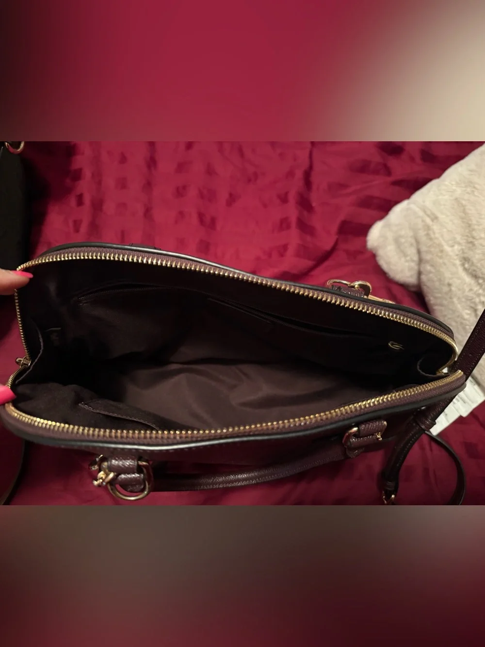Coach Mini Sierra Burgundy Dome Satchel with Removable Strap - Picture 5 of 9